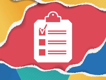 Colourful graphic with white report icon