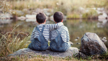 Twin Boys in overalls