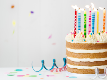 Birthday Cake with lit candles