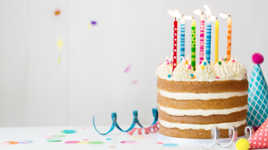 Birthday Cake with lit candles