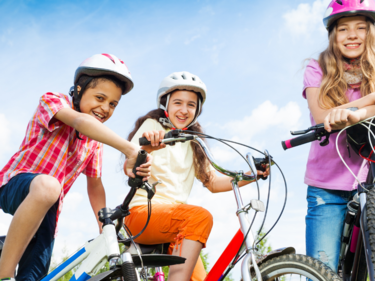 Kids riding bikes