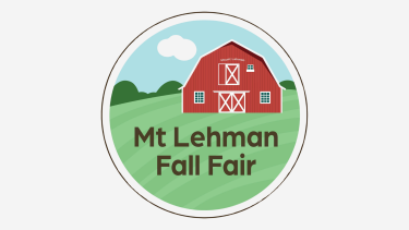 Mt Lehman Fall Fair Mt Lehman Fall fair Logo showing blue sky, red barn and green grass.