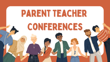 Parent Conferences Sign with people Parent Conferences Sign with people