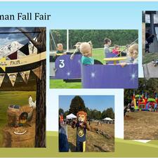 Collage of Fair pictures bouncy castles, games, etc.