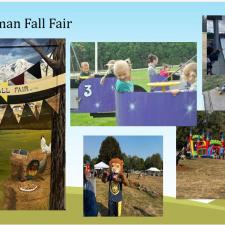 Collage of Fair pictures bouncy castles, games, etc.